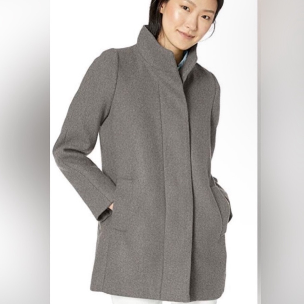 J. Crew Gray Wool Blend Stand-Collar Pea Coat